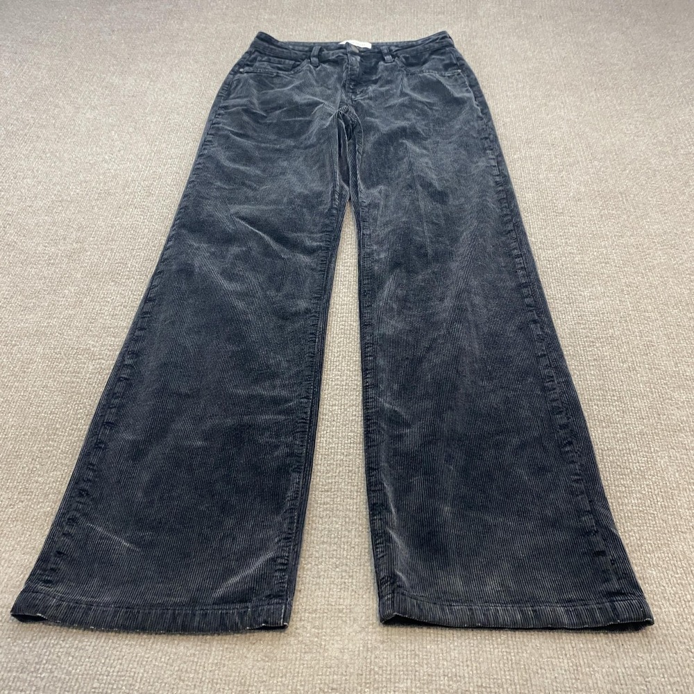 Risen Jeans Pants Black Corduroy Wide Leg Stretch Relaxed Boho Womens Size 28